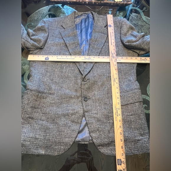 Vintage Tweed Sport Coat Blazer with Elbow Pads Brown Tan Men’s 46R Back Detail - Picture 12 of 14
